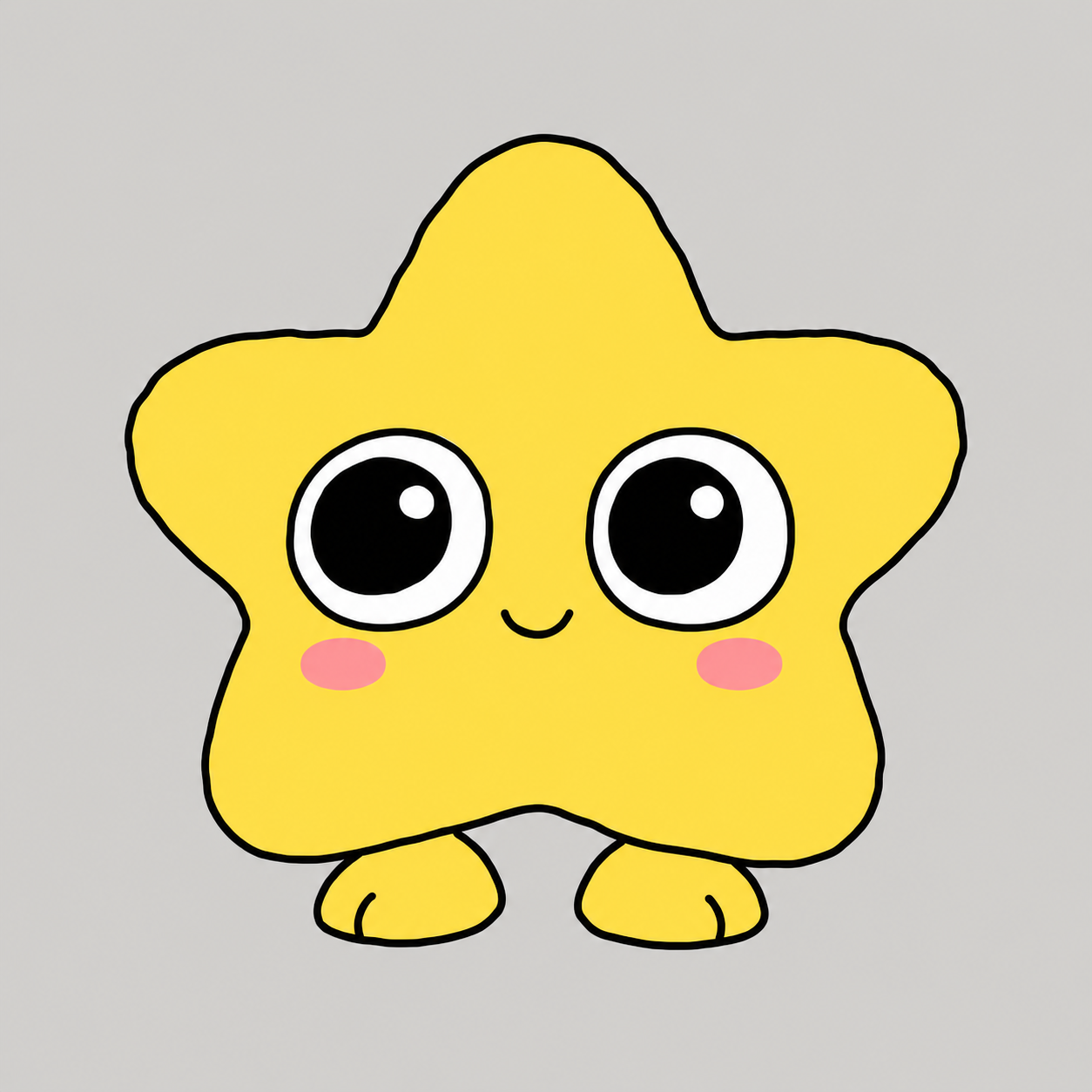 Zupikko, a smiling hand-drawn yellow star with pink cheeks